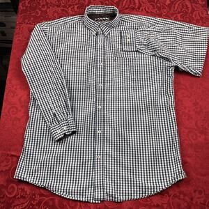 Rafter C Western Shirt Mens XL B/W Plaid Button Down Casual 100% Cotton